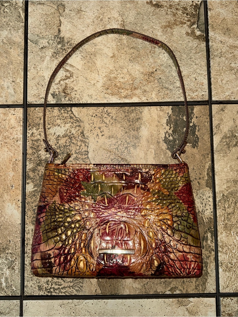 NWOT! Brahmin Lorelei in Melbourne Foliage. Croc Embossed Leather Shoulder Bag. - Picture 2 of 5